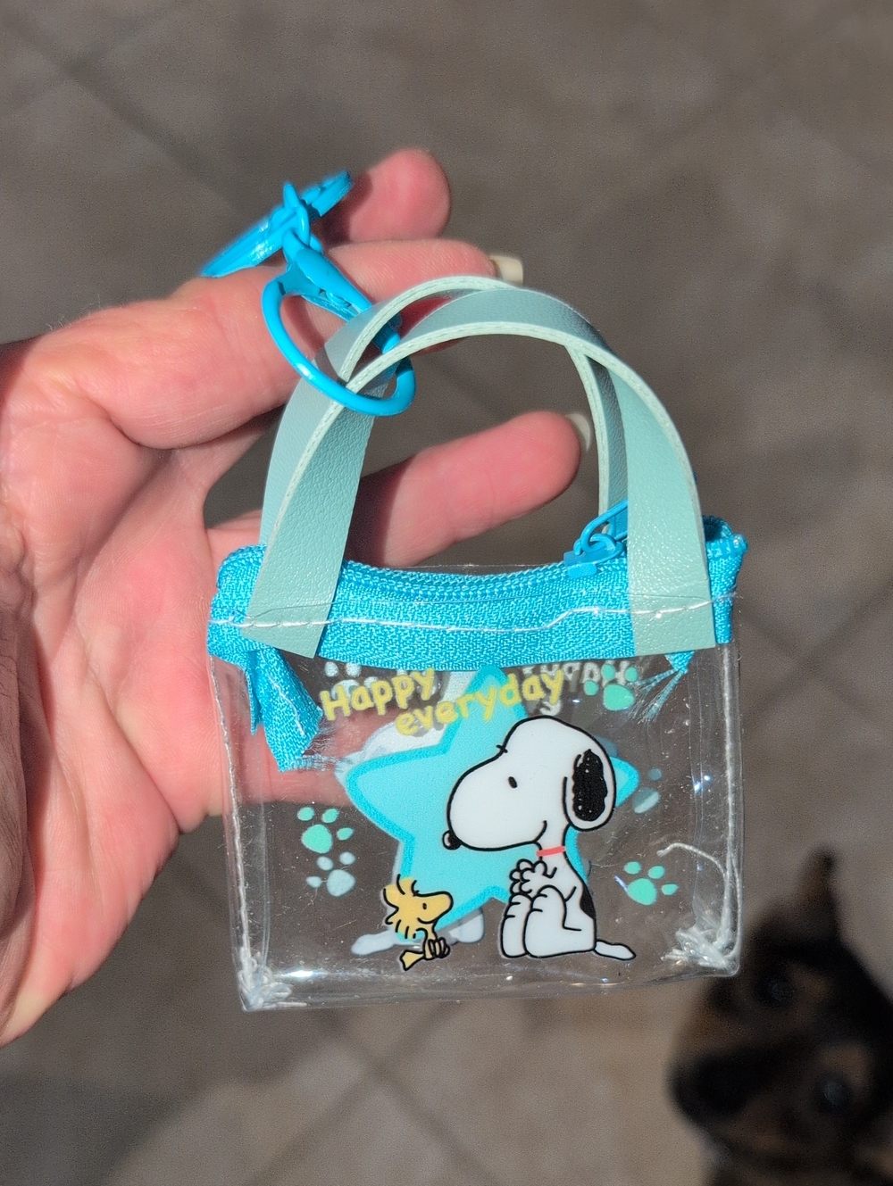 Clear Mini Tote Keychain - Light Blue